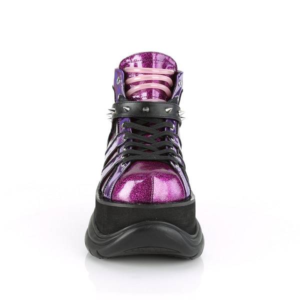 Demonia Men's Neptune-100 Platform Shoes - Purple Glitter/Hologram D6097-21US Clearance